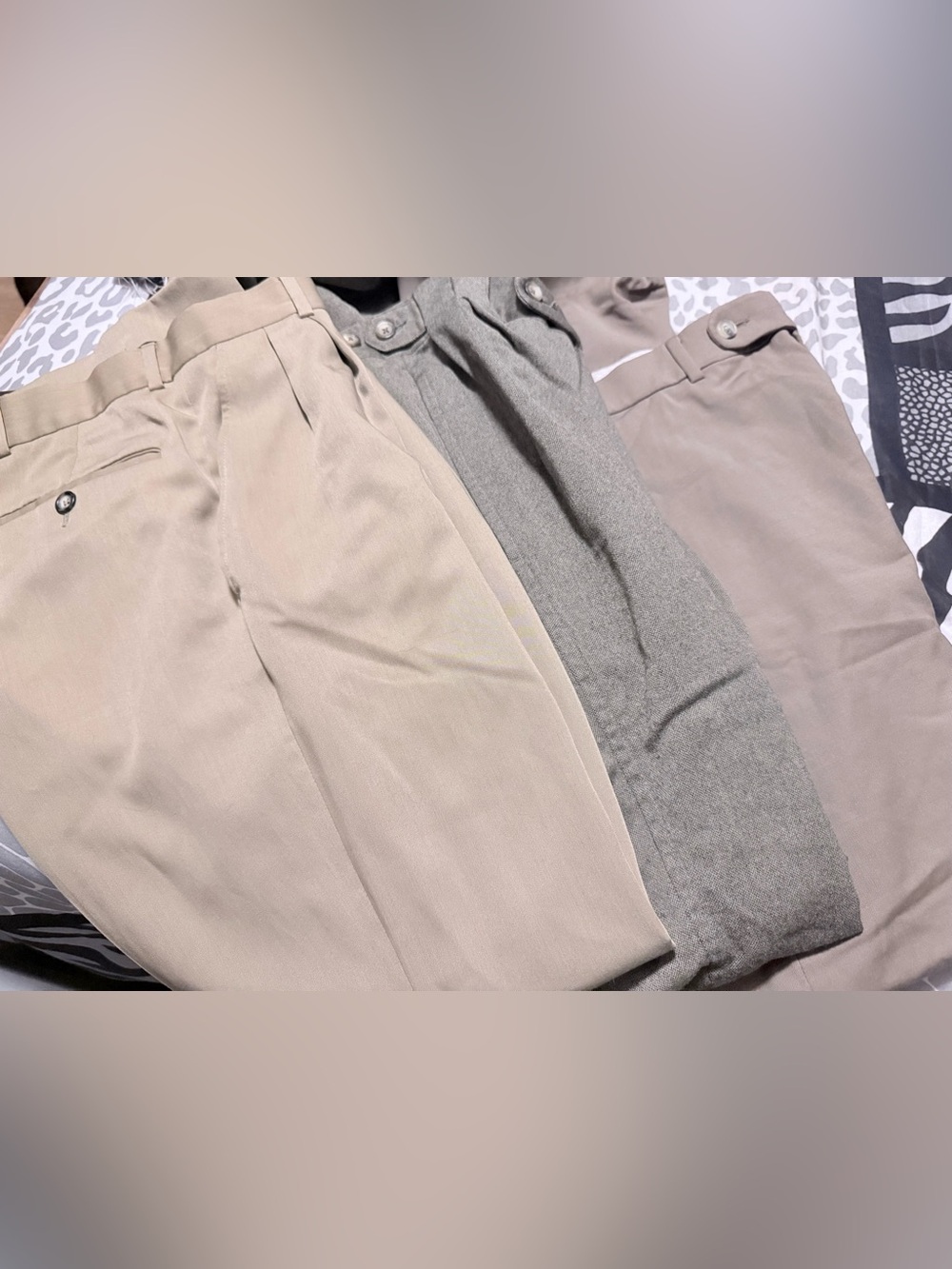 3 Pairs of Men's Neiman Marcus Dress Pants - Beige/Taupe/Gray 32 x 41/42